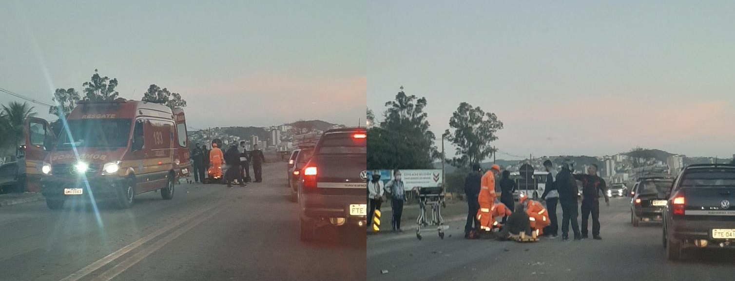 Dois ficam feridos em batida entre carro e motocicleta na MG-431 em frente à universidade; veja fotos