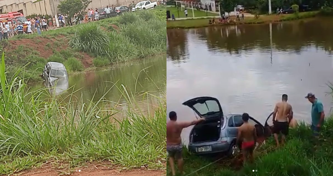 Mulher morre após carro cair em lagoa e ficar submersa em Pará de Minas