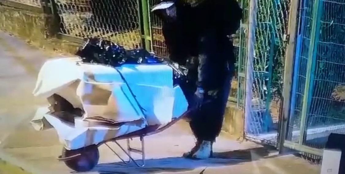 Vídeo: Ladrão invade parque no Cerqueira Lima e furta, com carrinho de mão, fogão, botijão e outros itens
