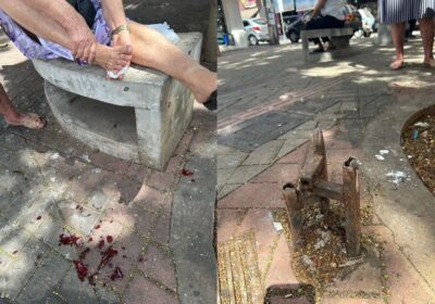 Idosa se fere com ferragem exposta na Praça da Lagoinha; foi socorrida pelo SAMU