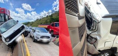 Vídeo: Jeep é atingido por carreta ao mudar de fila no pedágio de Itaúna
