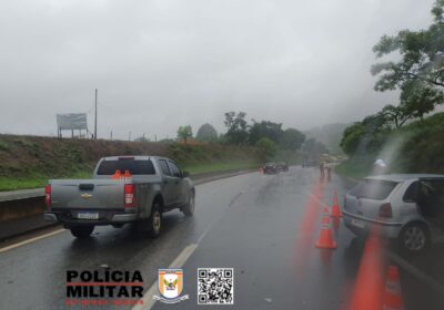 Colisão traseira é registrada em curva da MG-050 em Mateus Leme