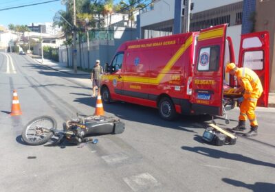 Condutora de motocicleta fica ferida em colisão no Belvedere