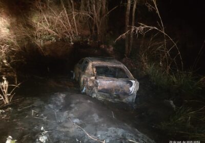 Carro pega fogo após motorista ser fechado por carreta na MG-431