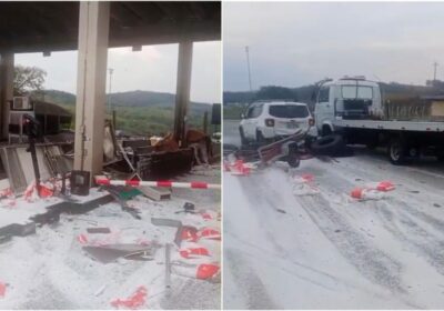 Caminhoneiro é preso embriagado após atingir pedágio na Fernão Dias